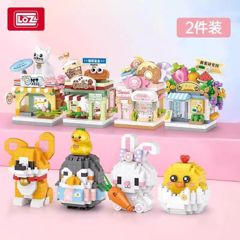 Mô tả Bộ lắp ráp khối xây dựng LOZ mô hình Mini Cửa hàng tiện lợi, Con vật ngộ nghĩnh 8601-8612 - 1