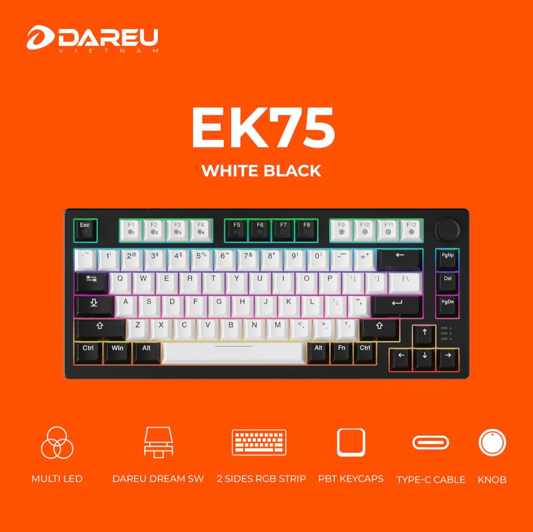 Mô tả Bàn phím cơ Gaming DAREU EK75 (2 sides RGB strip, DareU DREAM sw, Type-C) - 1