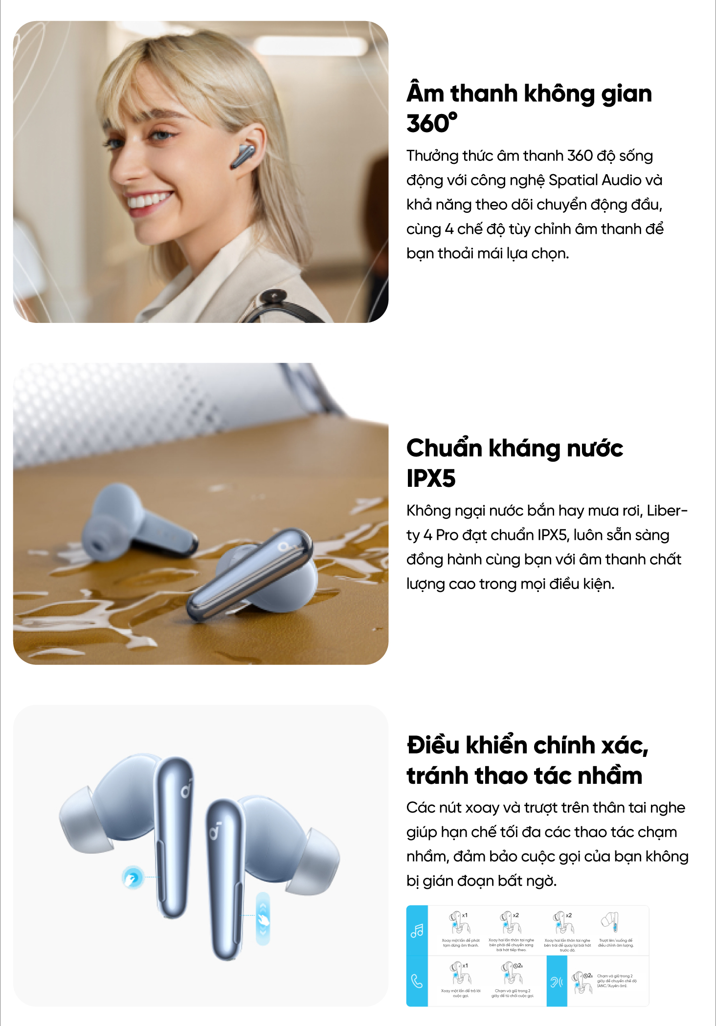 Mô tả Tai nghe bluetooth soundcore Liberty 4 Pro | Chống ồn ANC 3.0 | Màn hình cảm ứng - 4
