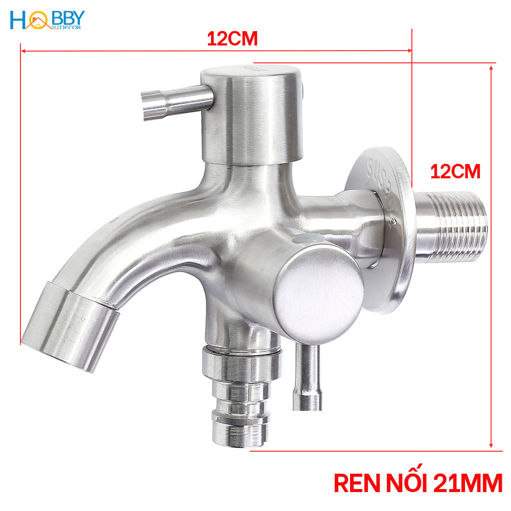 Mô tả Vòi củ sen lạnh đa năng 2 đầu xả Inox 304 ren 21 Hobby home decor CS1 - 2