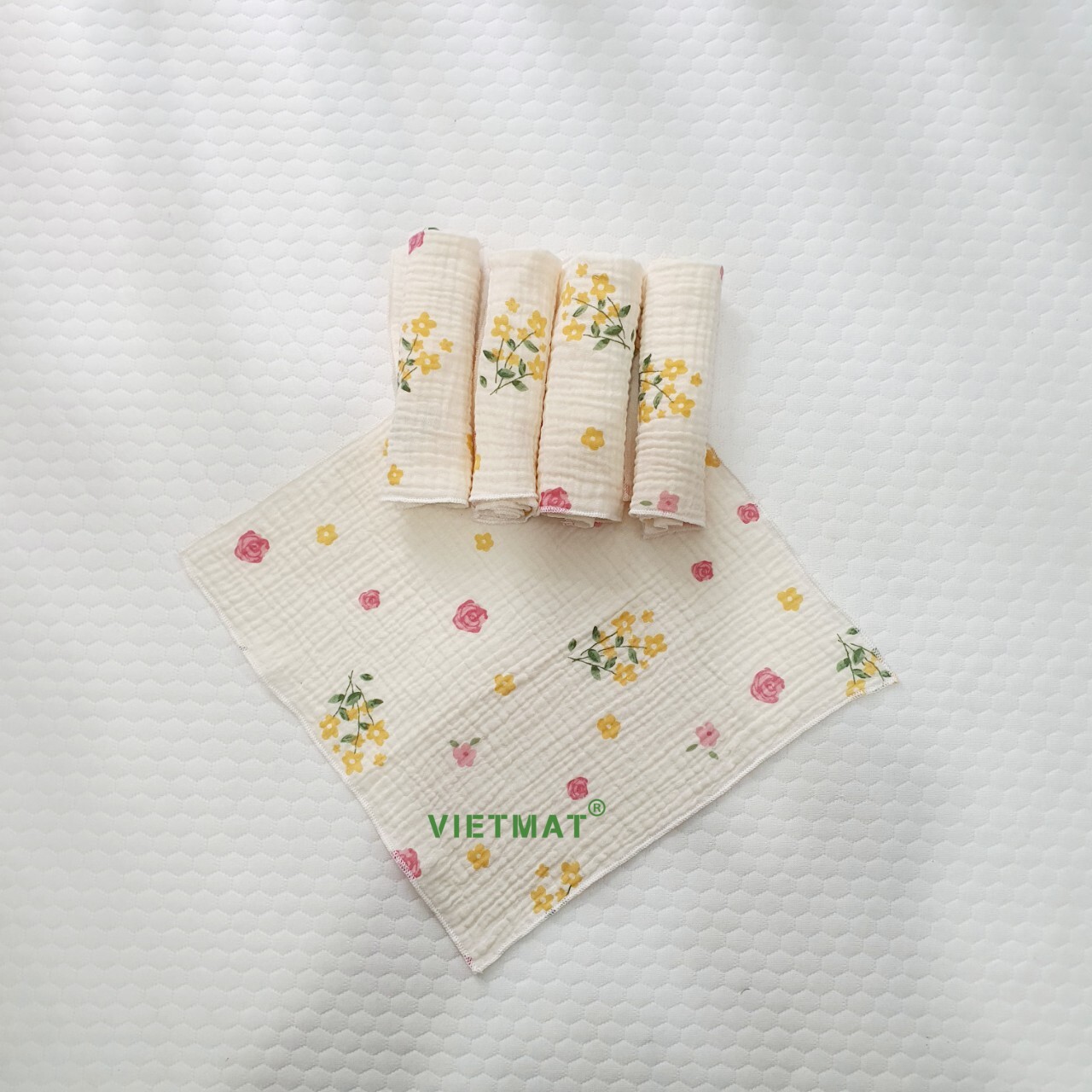 Mô tả Set 5 khăn sữa trẻ em TILO vải muslin 100% cotton mềm mịn, thoáng mát và hút nước mạnh - 1