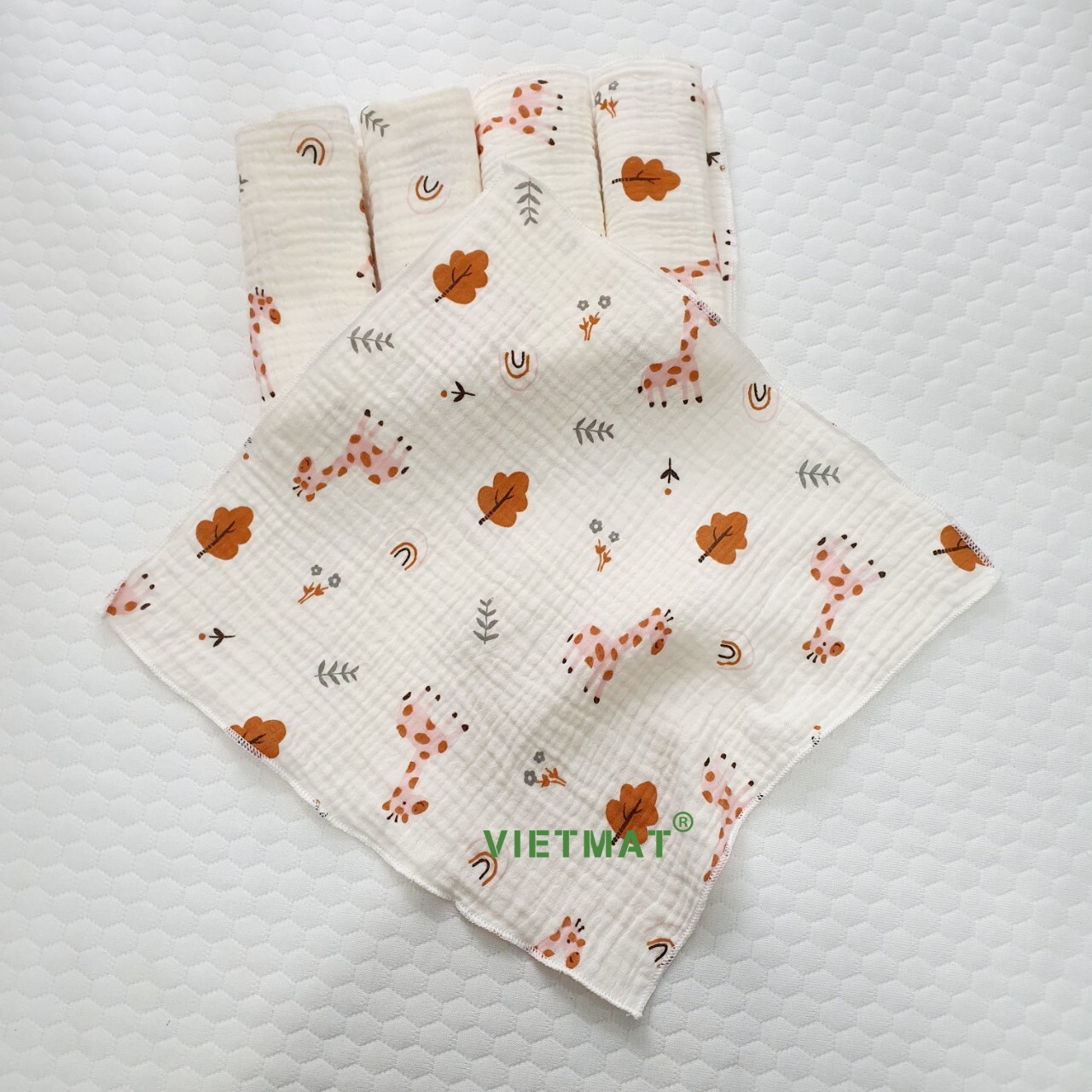 Mô tả Set 5 khăn sữa trẻ em TILO vải muslin 100% cotton mềm mịn, thoáng mát và hút nước mạnh - 3