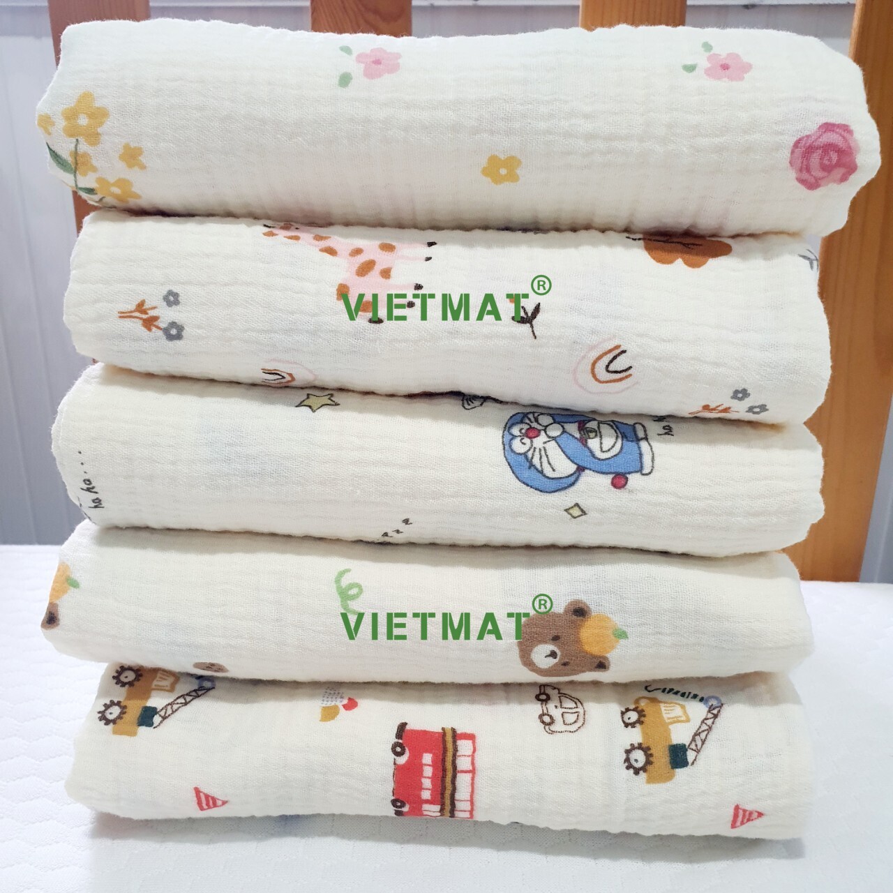 Mô tả Khăn tắm trẻ sơ sinh và trẻ em TILO vải muslin mềm mịn, hút nước nhiều kích thước - 7