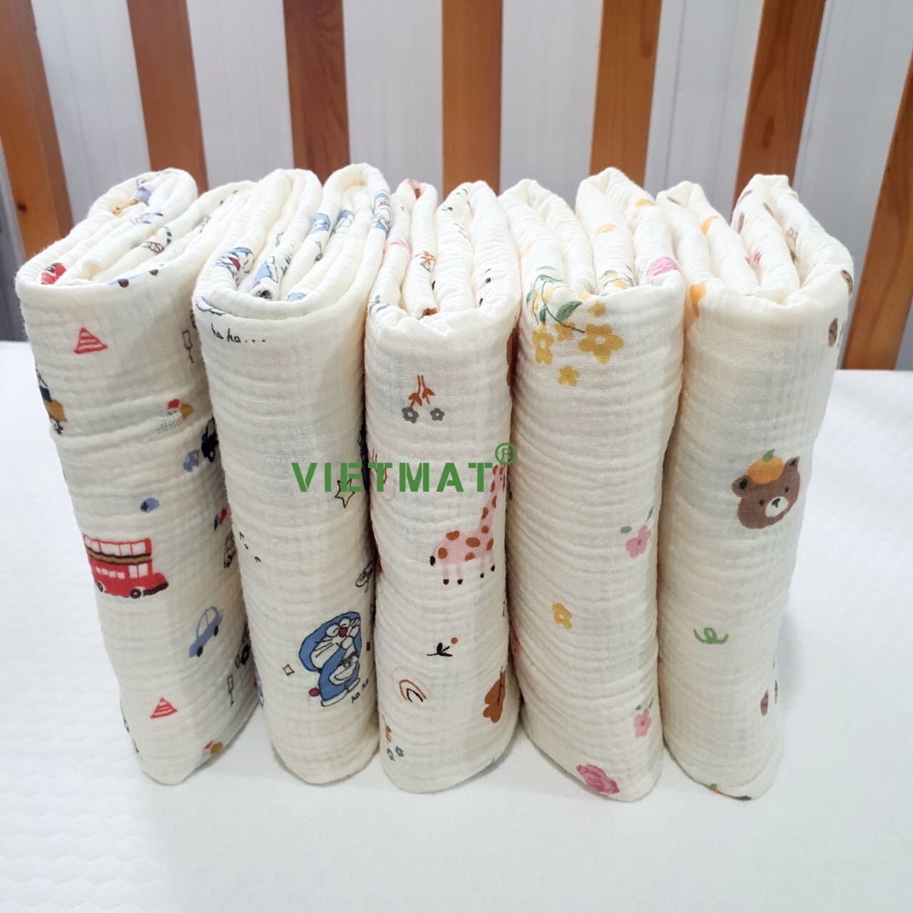 Mô tả 2 mét vải muslin cao cấp 2 lớp TILO 100% cotton may khăn tắm, khăn sữa cho bé, mềm mịn, thấm hút tốt - 3