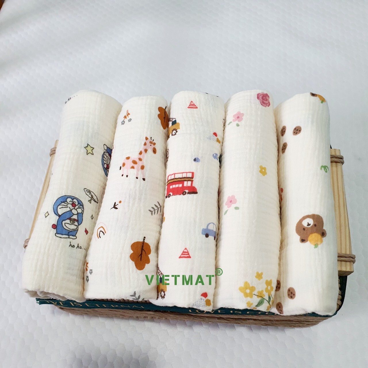 Mô tả 2 mét vải muslin cao cấp 2 lớp TILO 100% cotton may khăn tắm, khăn sữa cho bé, mềm mịn, thấm hút tốt - 4