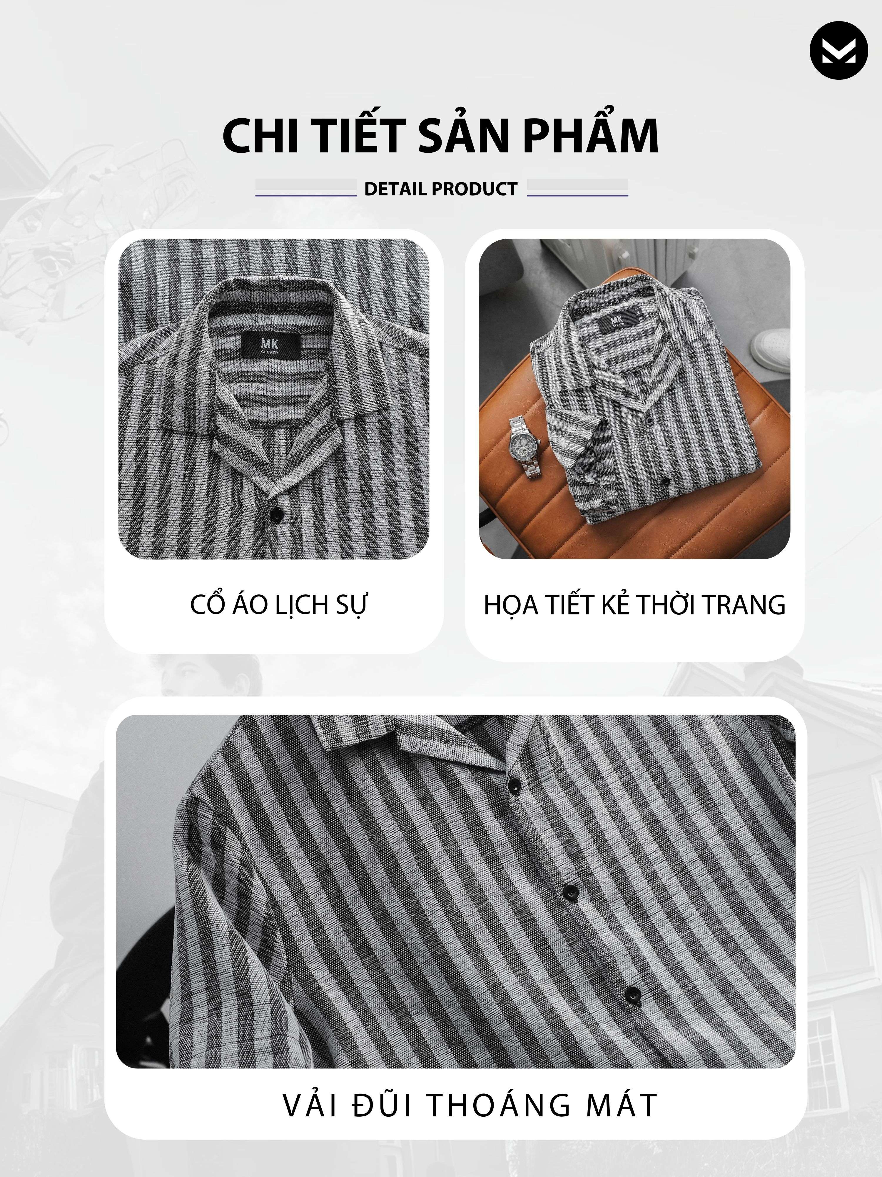 Áo sơ mi kẻ sọc nam Kelly MK CLEVER