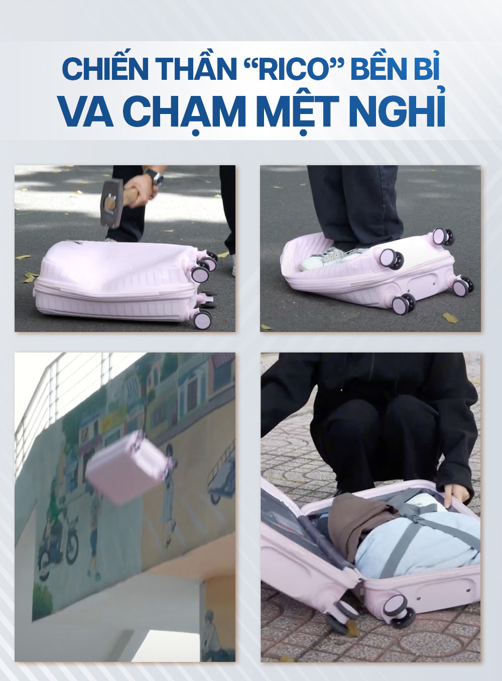 Mô tả Combo 2 Vali Kéo MIAvn Du Lịch Larita RICO - Size 20/24/28, Nhựa PP Siêu Bền, Hạn Chế Va Đập Mạnh - 2