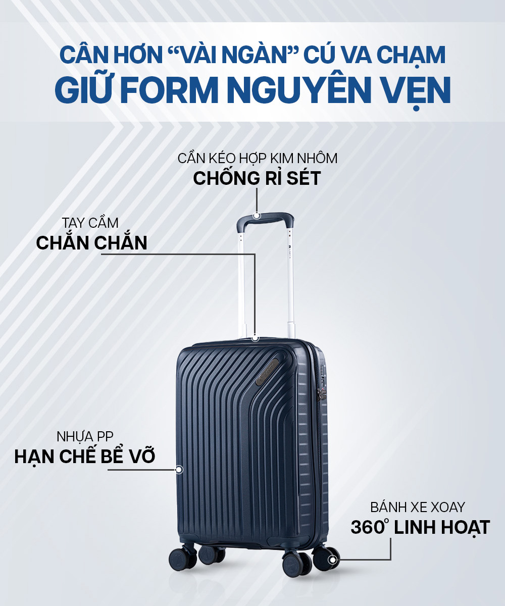 Mô tả Combo 2 Vali Kéo MIAvn Du Lịch Larita RICO - Size 20/24/28, Nhựa PP Siêu Bền, Hạn Chế Va Đập Mạnh - 3