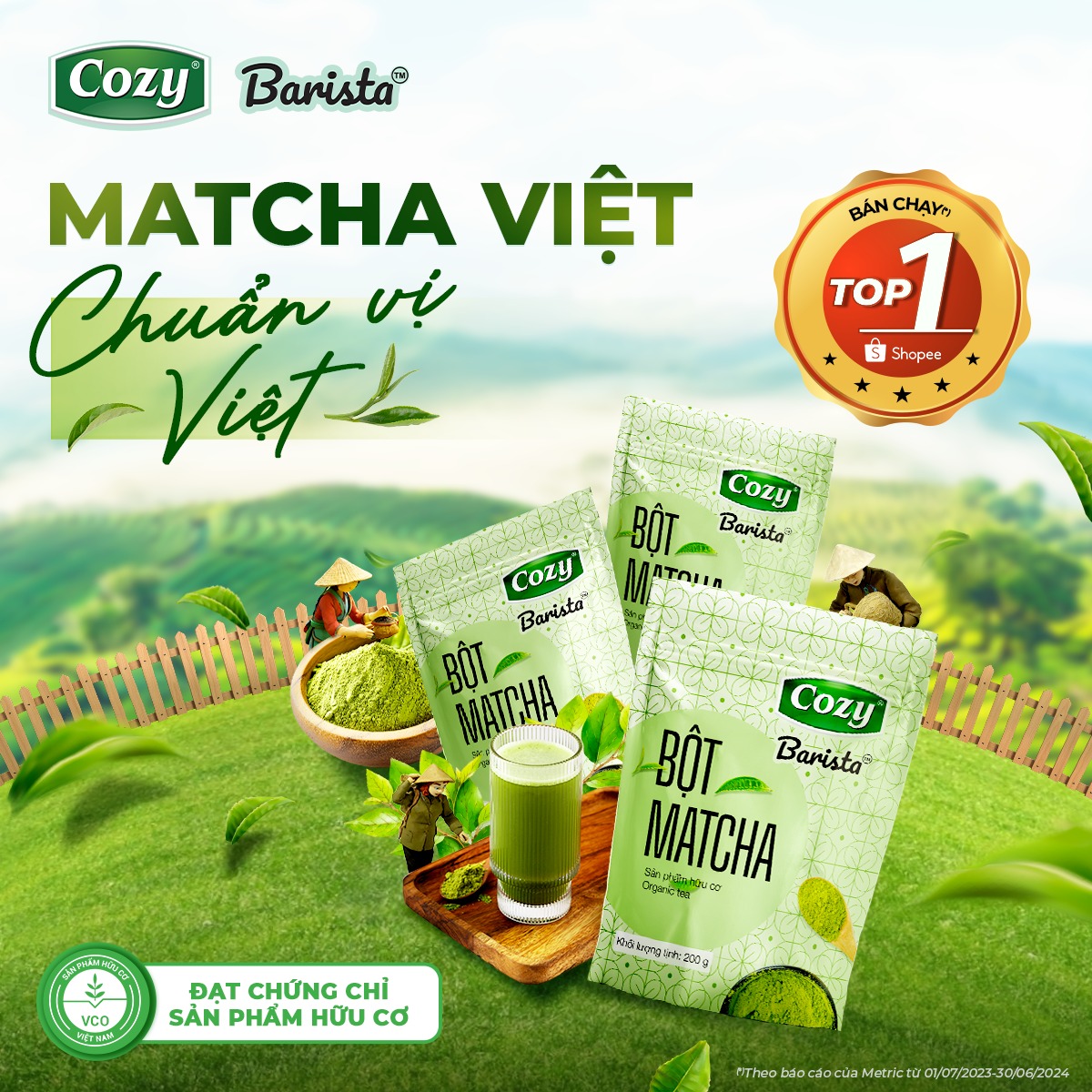 Bột Matcha Cozy 100gr Trà Xanh Hữu Cơ Nguyên Chất Công Nghệ Nghiền Nhật ...