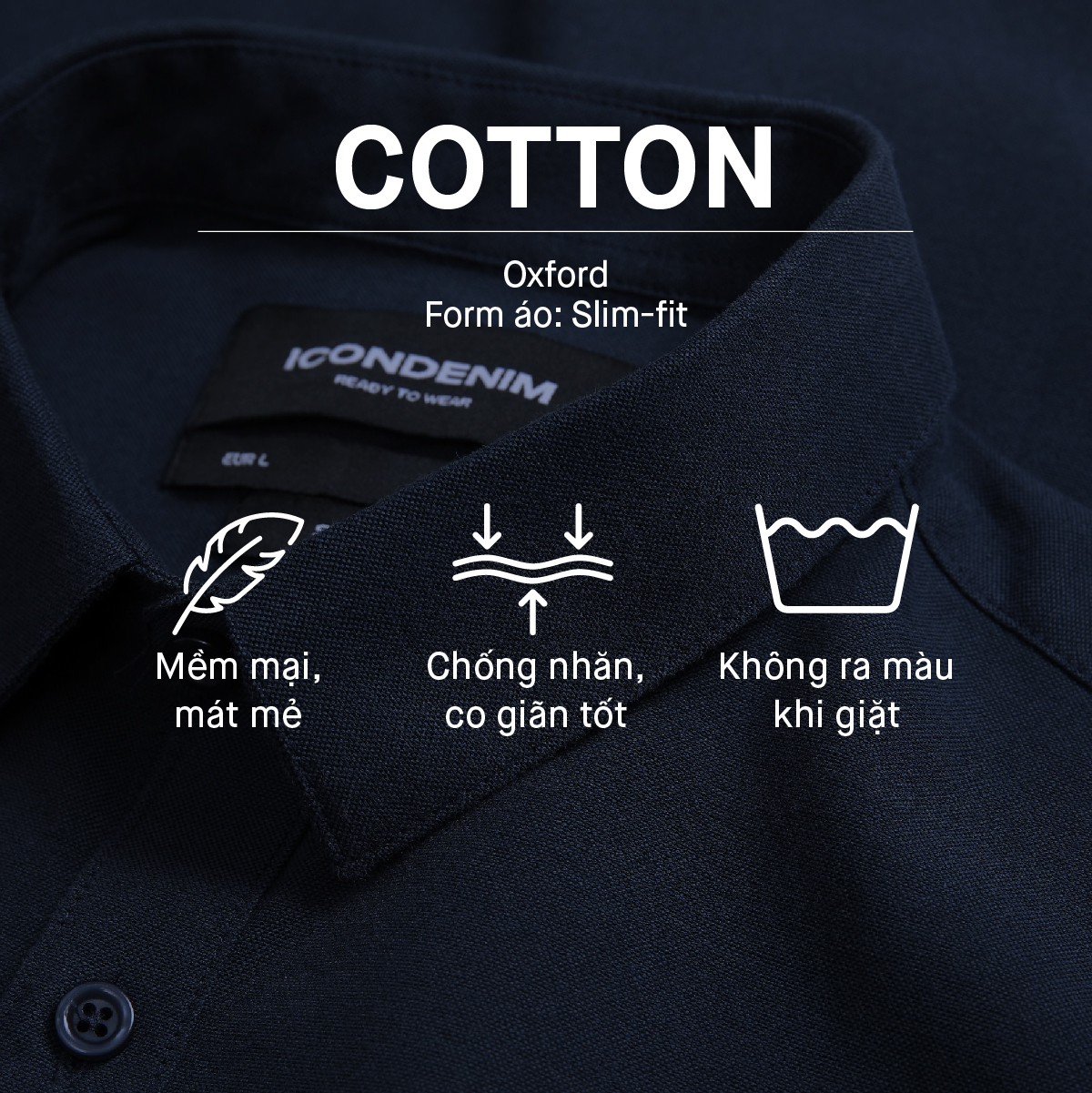Mô tả Áo Sơ Mi Oxford Nam Tay Dài Blank Color Embroider Form Slim SMID0144 - 7