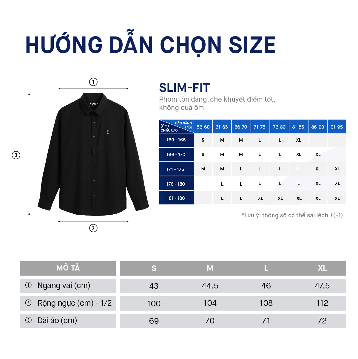 Mô tả Áo Sơ Mi Oxford Nam Tay Dài Blank Color Embroider Form Slim SMID0144 - 8