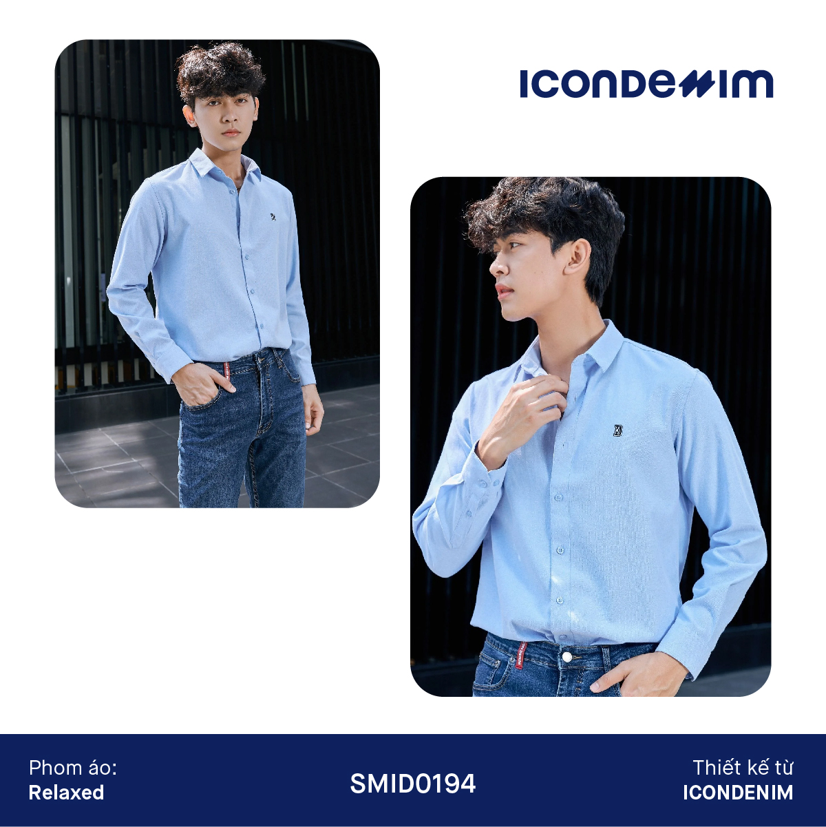 Mô tả Áo Sơ Mi Oxford Nam Tay Dài Blank Color Embroider Form Slim SMID0144 - 2