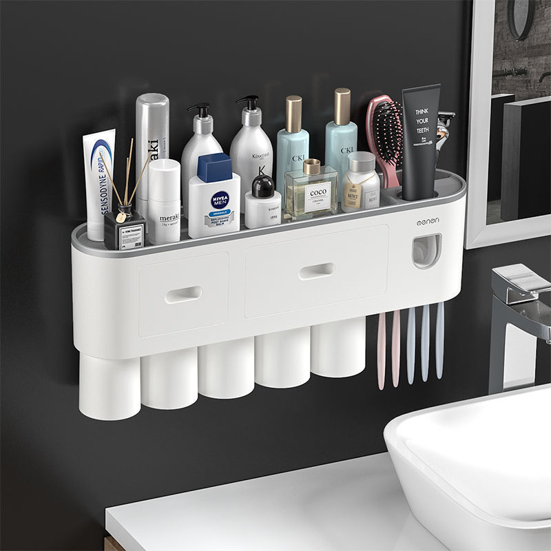 Mô tả Bộ nhả kem đánh răng tự động OENON, Giá treo bàn chải đánh răng dán tường gạch men kèm cốc - OEKEM - 1