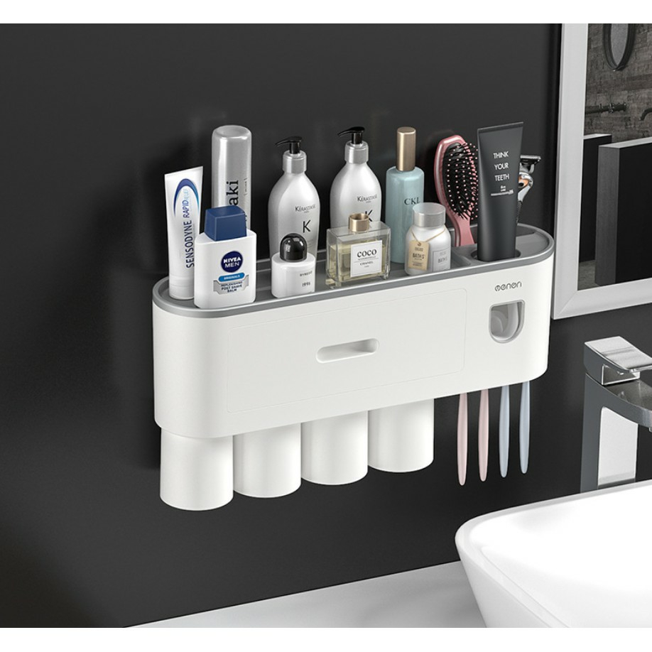 Mô tả Bộ nhả kem đánh răng tự động OENON, Giá treo bàn chải đánh răng dán tường gạch men kèm cốc - OEKEM - 3