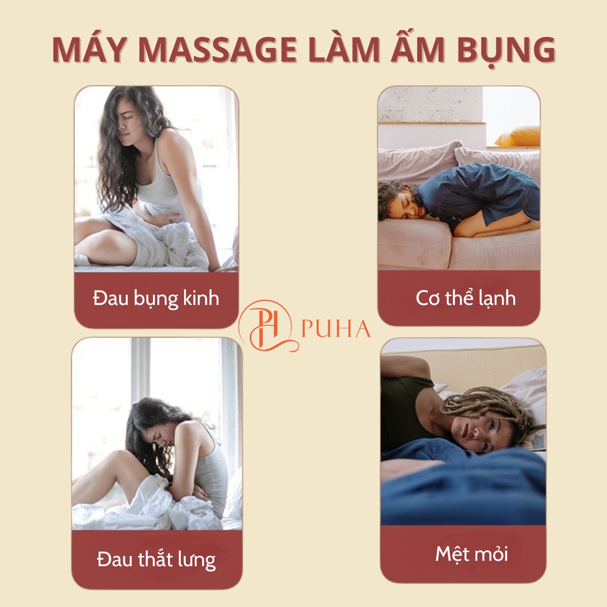 Mô tả Đai chườm nóng sưởi ấm PUHA có chức năng massage giảm đau bụng kinh nguyệt quà tặng bạn gái - 5