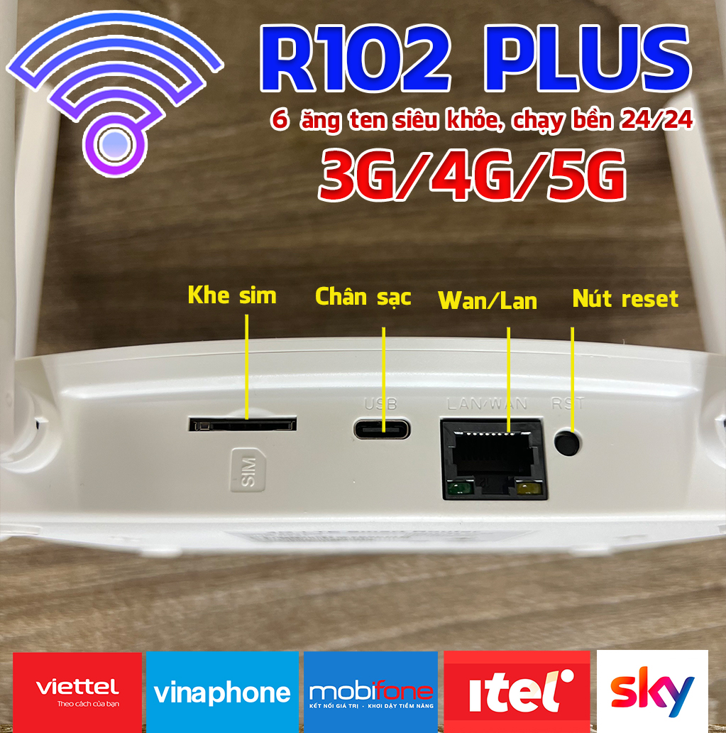 Bộ phát wifi từ sim 4G CPE MK1200 ĐEN, R102 plus 6 ăng ten cao cấp có ...