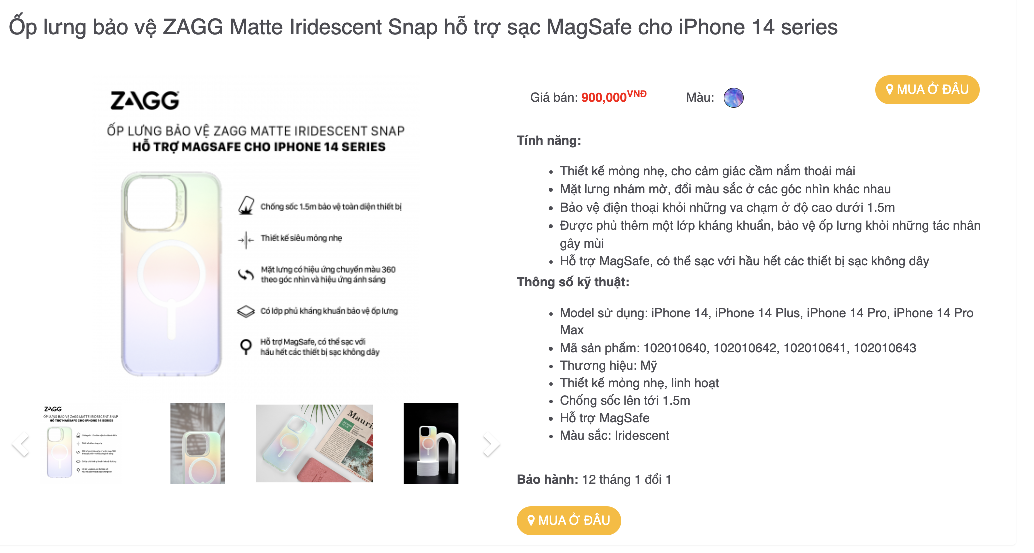 Mô tả Tổng hợp Ốp lưng Gear4 D3O - ZAGG Chống sốc dành cho iPhone 14 / 14 Plus / 14 Pro/ 14 ProMax - 1