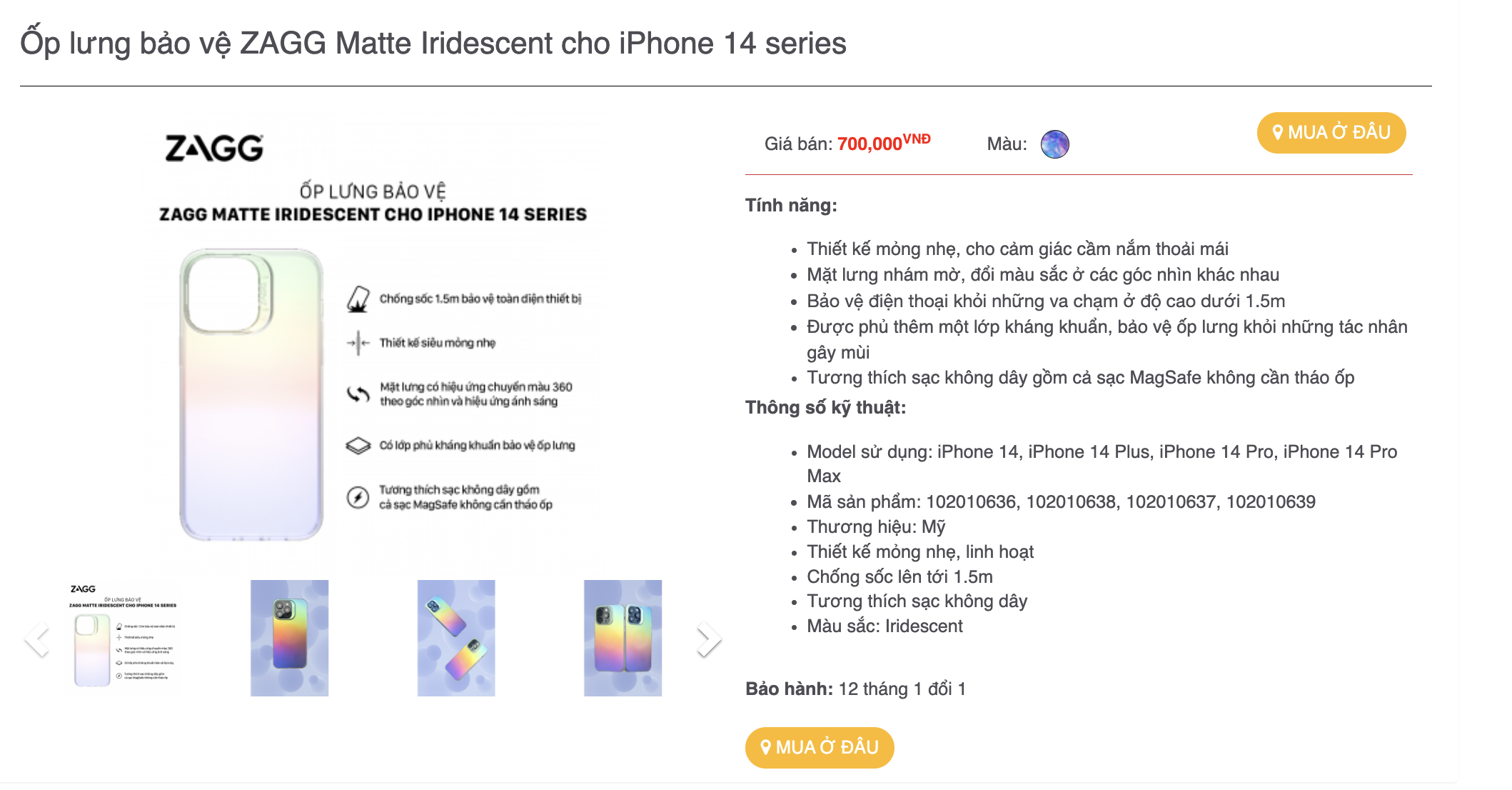 Mô tả Tổng hợp Ốp lưng Gear4 D3O - ZAGG Chống sốc dành cho iPhone 14 / 14 Plus / 14 Pro/ 14 ProMax - 2
