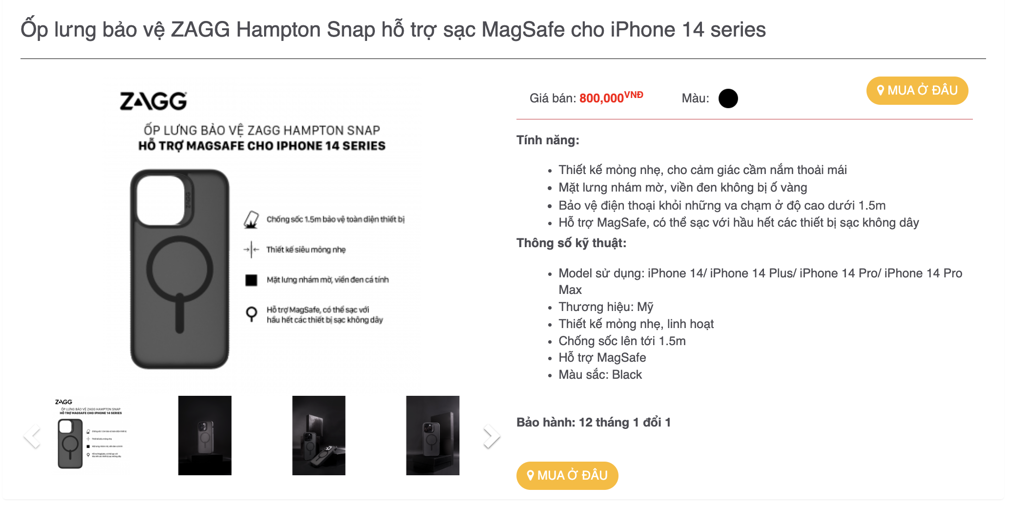 Mô tả Tổng hợp Ốp lưng Gear4 D3O - ZAGG Chống sốc dành cho iPhone 14 / 14 Plus / 14 Pro/ 14 ProMax - 3