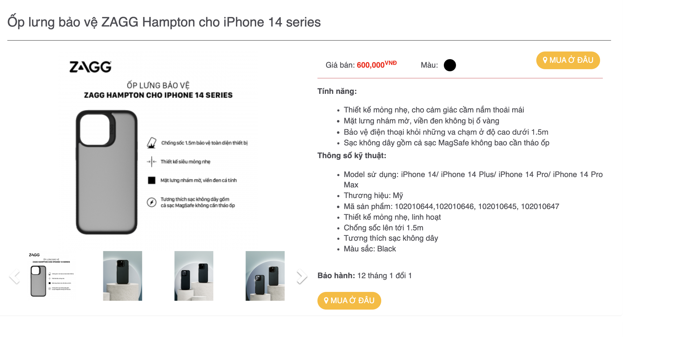 Mô tả Tổng hợp Ốp lưng Gear4 D3O - ZAGG Chống sốc dành cho iPhone 14 / 14 Plus / 14 Pro/ 14 ProMax - 4