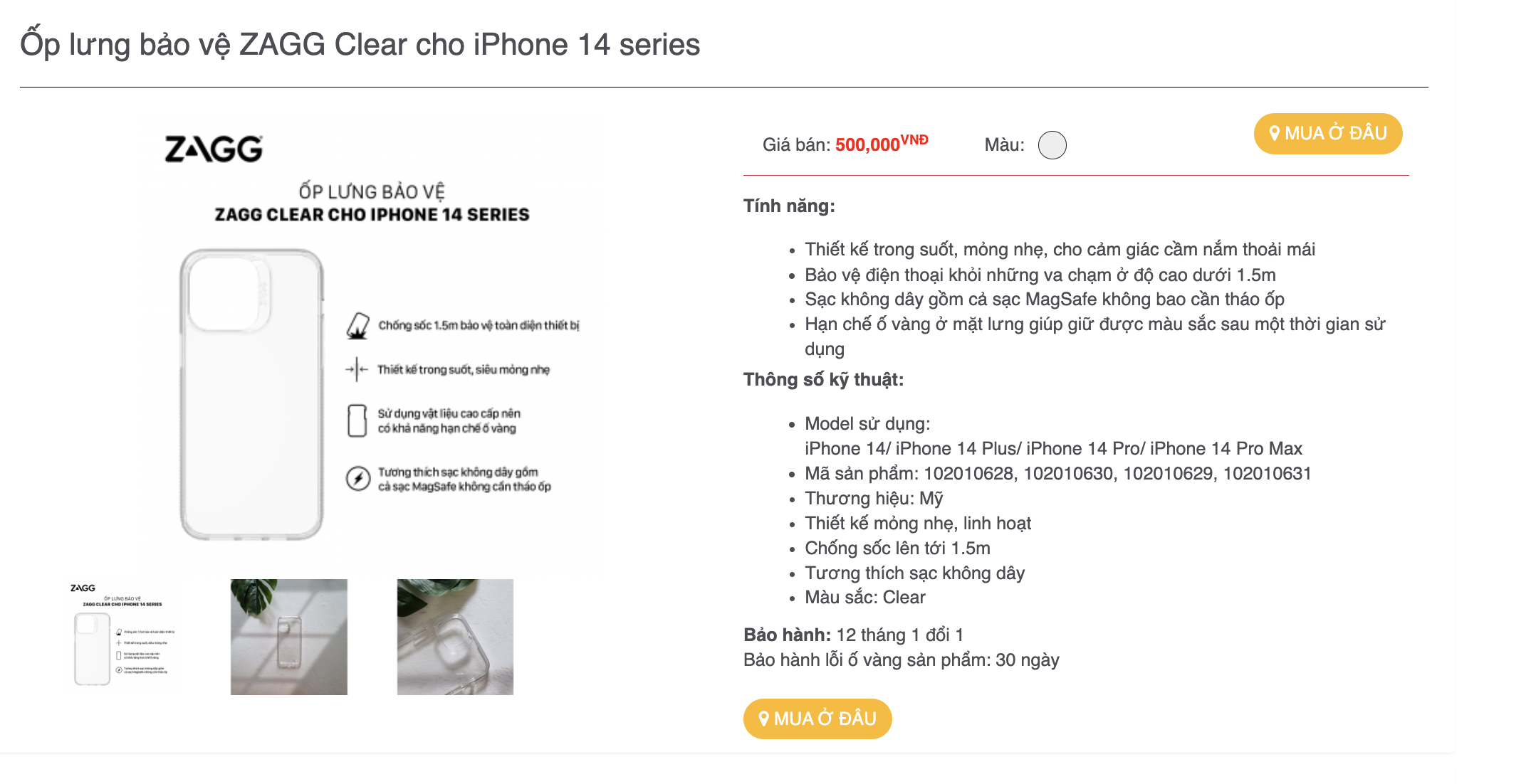 Mô tả Tổng hợp Ốp lưng Gear4 D3O - ZAGG Chống sốc dành cho iPhone 14 / 14 Plus / 14 Pro/ 14 ProMax - 5