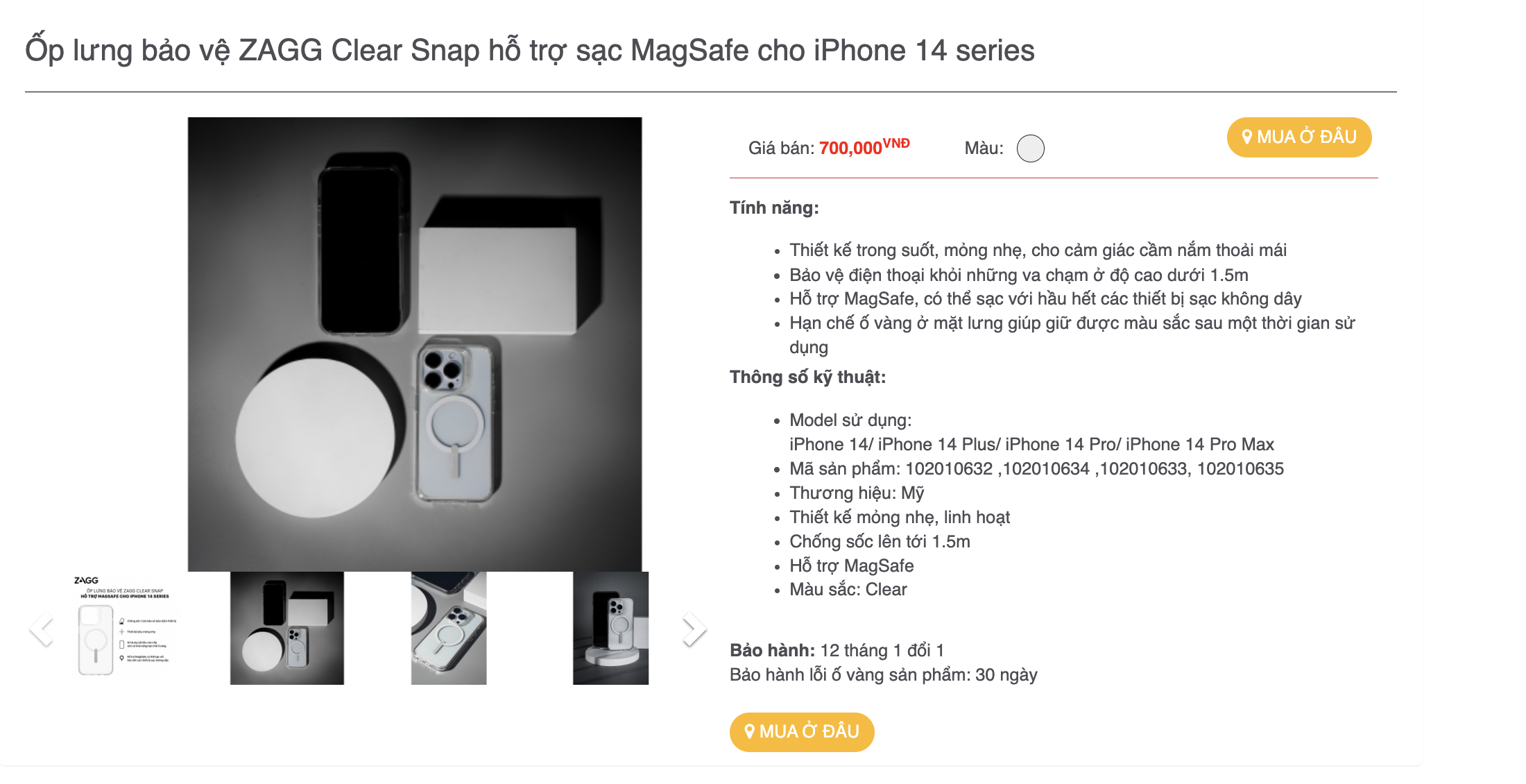 Mô tả Tổng hợp Ốp lưng Gear4 D3O - ZAGG Chống sốc dành cho iPhone 14 / 14 Plus / 14 Pro/ 14 ProMax - 6
