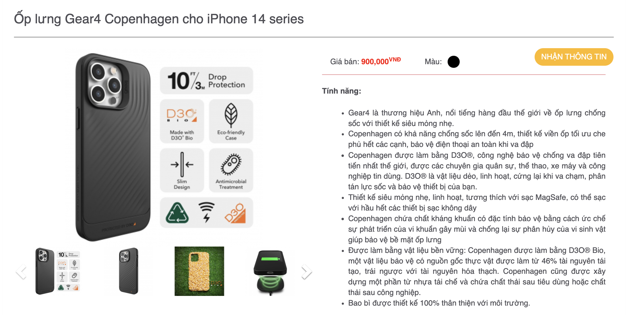 Mô tả Tổng hợp Ốp lưng Gear4 D3O - ZAGG Chống sốc dành cho iPhone 14 / 14 Plus / 14 Pro/ 14 ProMax - 7