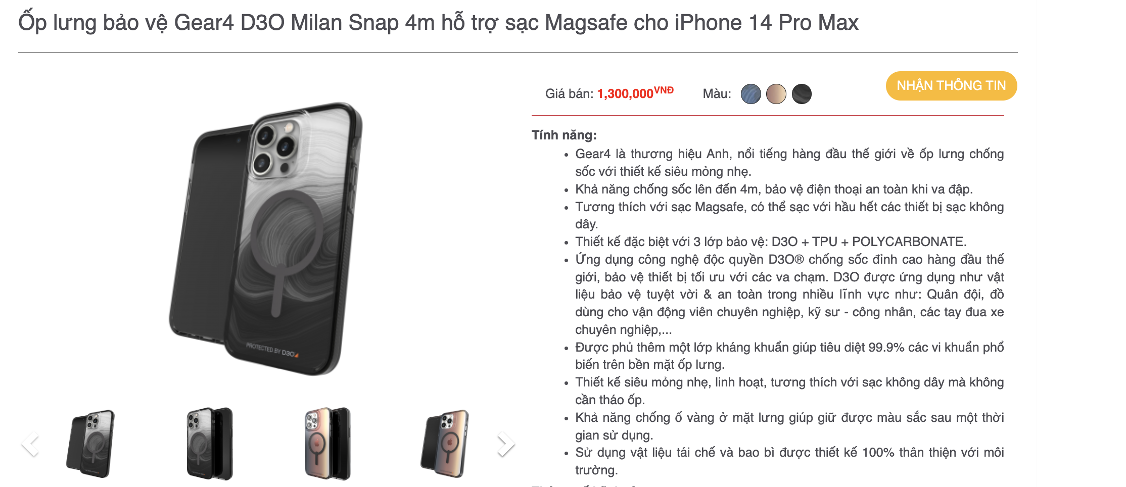Mô tả Tổng hợp Ốp lưng Gear4 D3O - ZAGG Chống sốc dành cho iPhone 14 / 14 Plus / 14 Pro/ 14 ProMax - 9