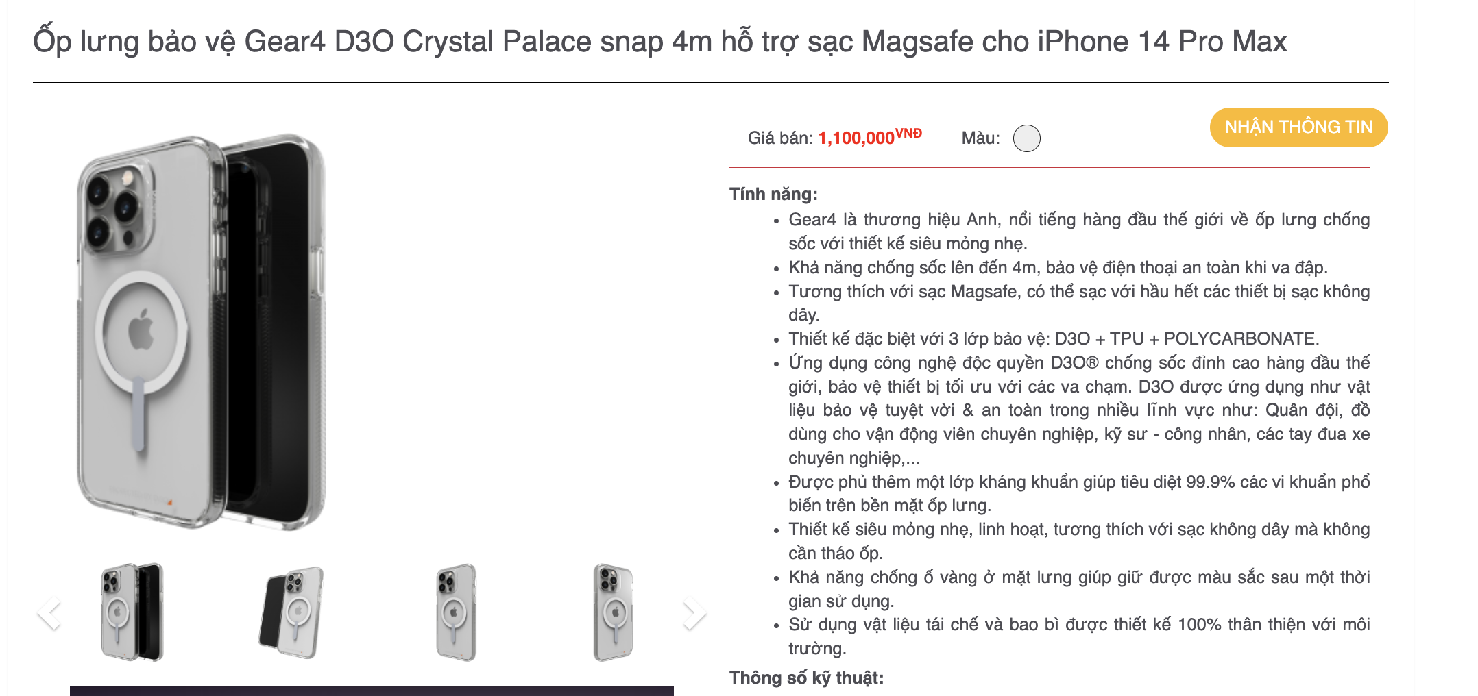 Mô tả Tổng hợp Ốp lưng Gear4 D3O - ZAGG Chống sốc dành cho iPhone 14 / 14 Plus / 14 Pro/ 14 ProMax - 11