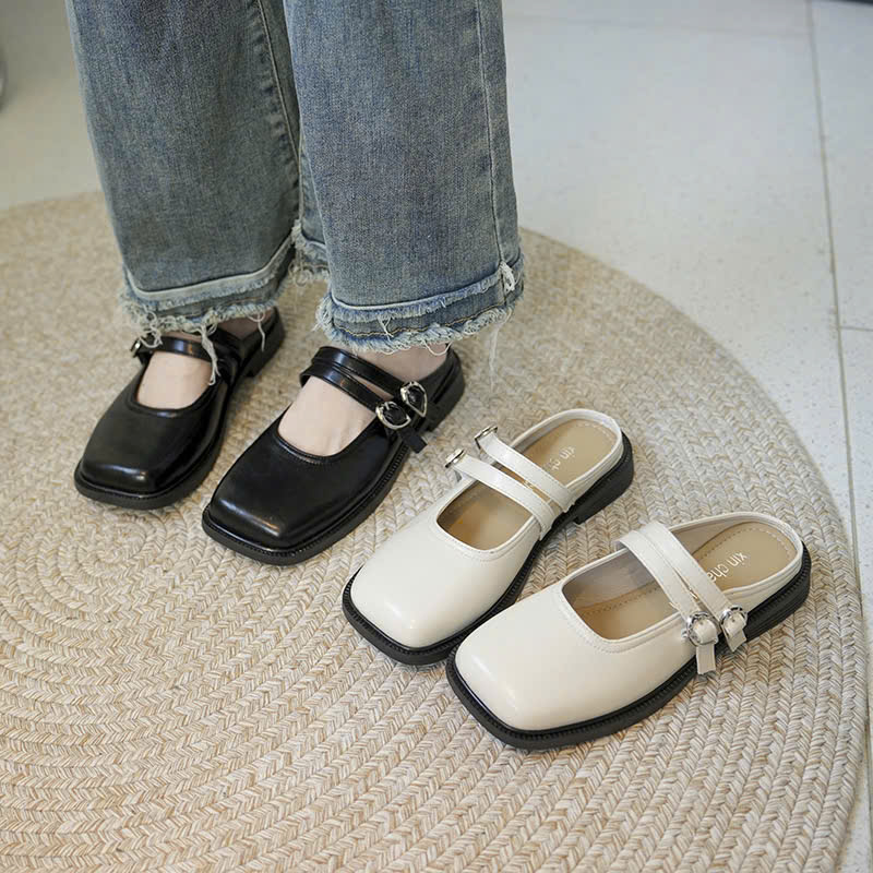 Mô tả Giày sục nữ mũi vuông FAROSA -H81 giày nữ thời trang phối hai quai ngang lên chân cực phong cách - 1