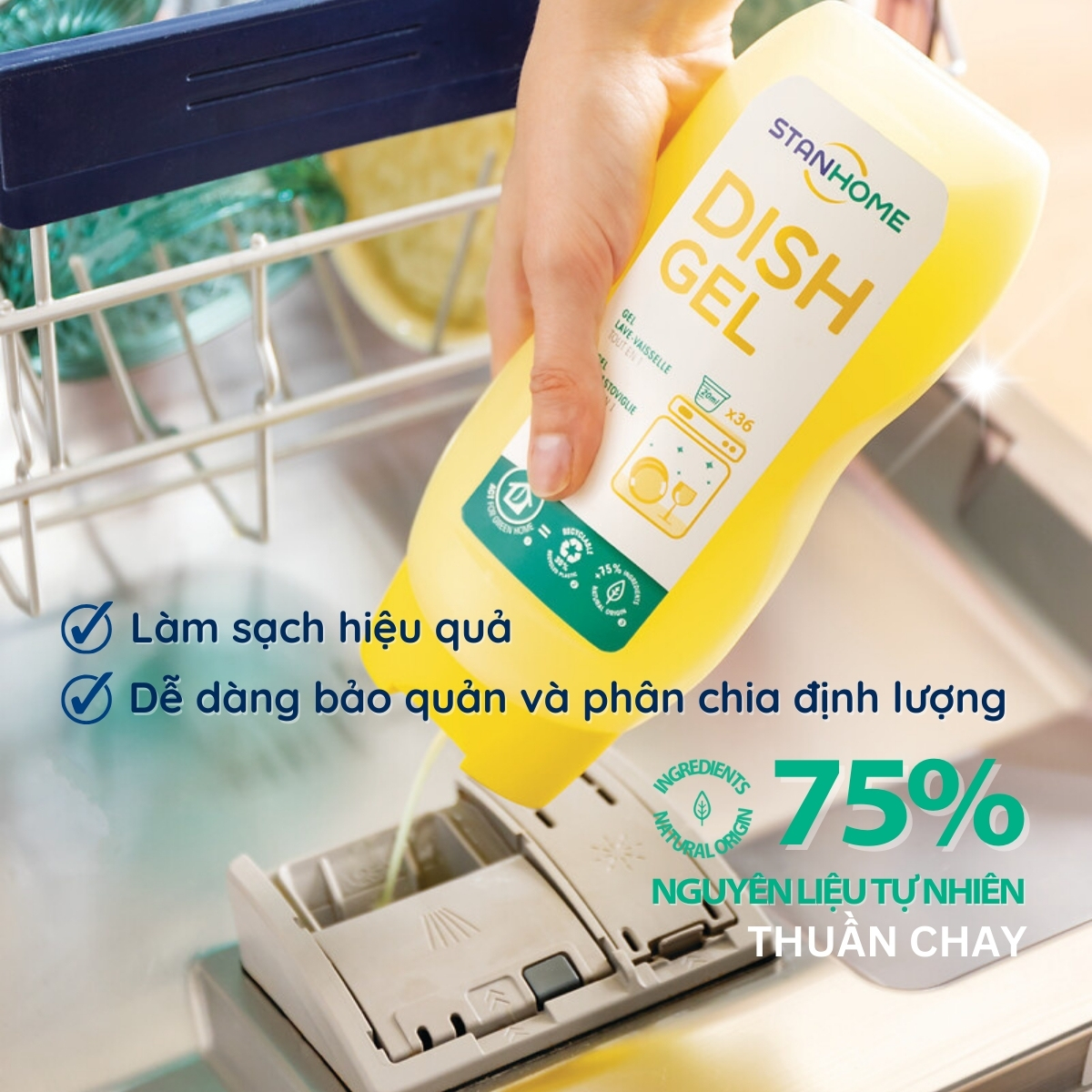 Mô tả Gel Máy Rửa Chén Đậm Đặc Chuyên Dụng all in 1 STANHOME Dish Gel Hương Trái Cây từ tự nhiên 720ML - 1