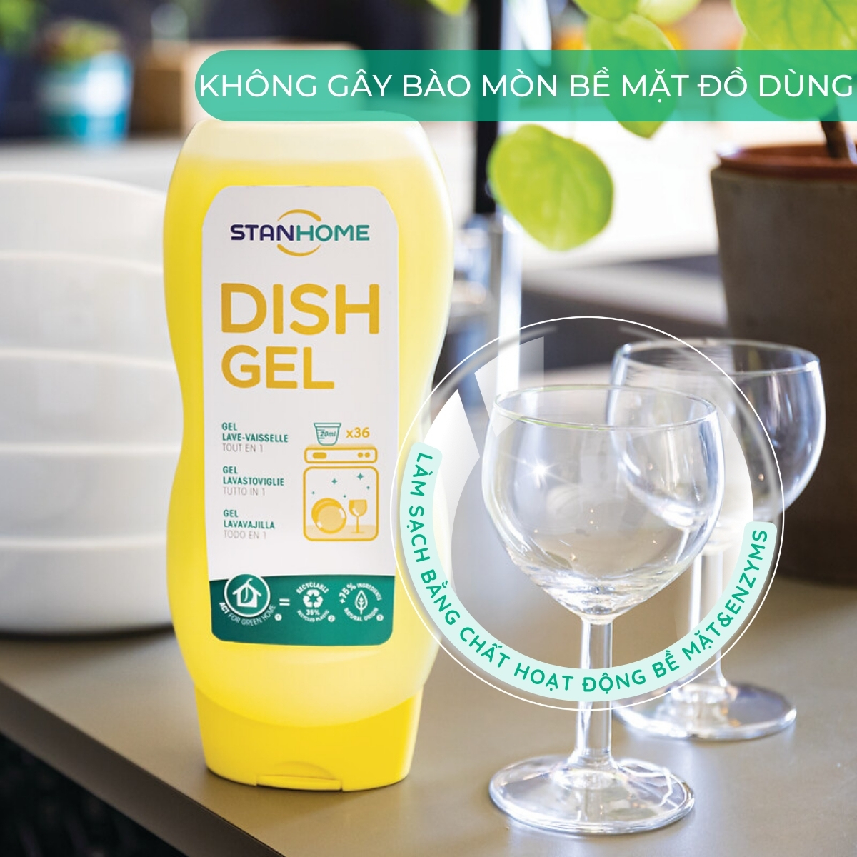Mô tả Gel Máy Rửa Chén Đậm Đặc Chuyên Dụng all in 1 STANHOME Dish Gel Hương Trái Cây từ tự nhiên 720ML - 3
