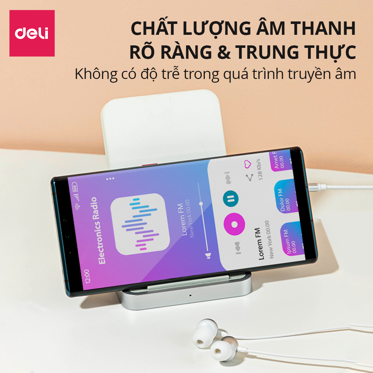 Mô tả Tai Nghe Chống Ồn DELI Chân Cắm 3.5mm Tiện Dụng, Nút Điều Khiển Tăng Giảm Âm Lượng Tai Nghe In-Ear - 5