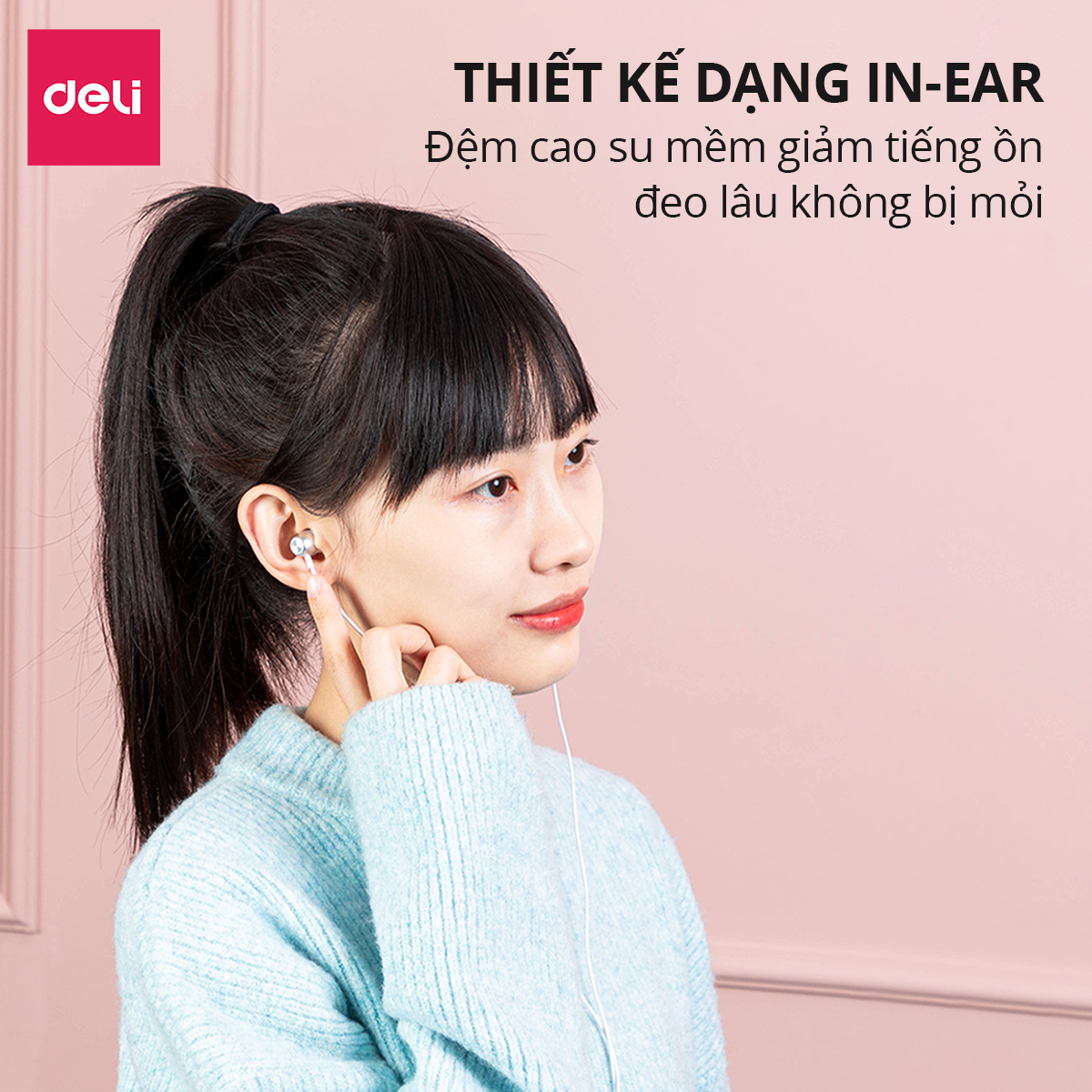 Mô tả Tai Nghe Chống Ồn DELI Chân Cắm 3.5mm Tiện Dụng, Nút Điều Khiển Tăng Giảm Âm Lượng Tai Nghe In-Ear - 7