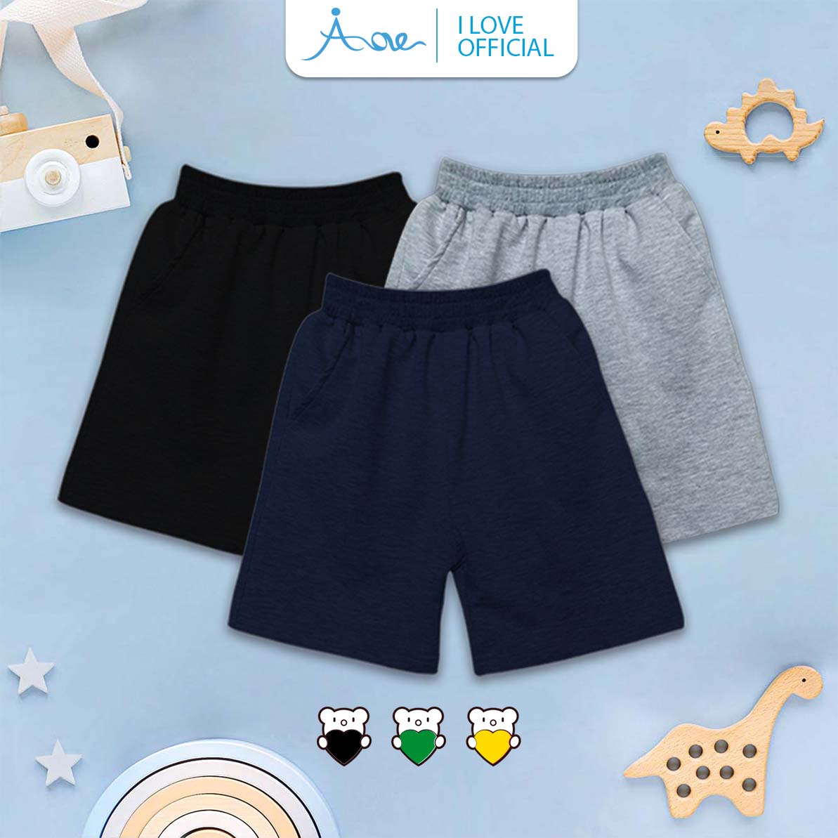 Mô tả ILOVE Quần đùi nỉ bé trai, quần short ngắn chất nỉ COTTON mềm mịn, thoáng mát dành cho bé trai 10-32kg - 1