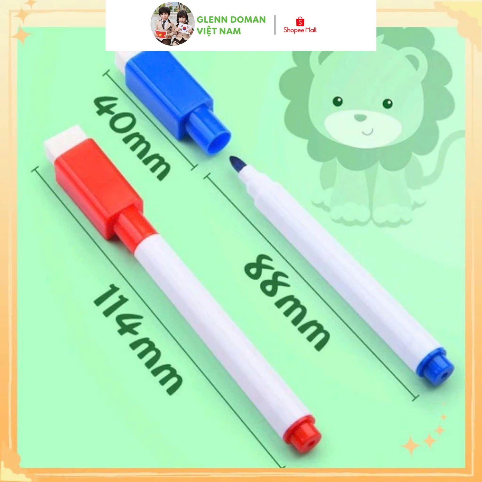 Mô tả Bộ Bút Lông Viết Bảng Có Đầu Xóa Được dùng được cho bảng trắng, sách tô xoá thông minh cho bé - 3