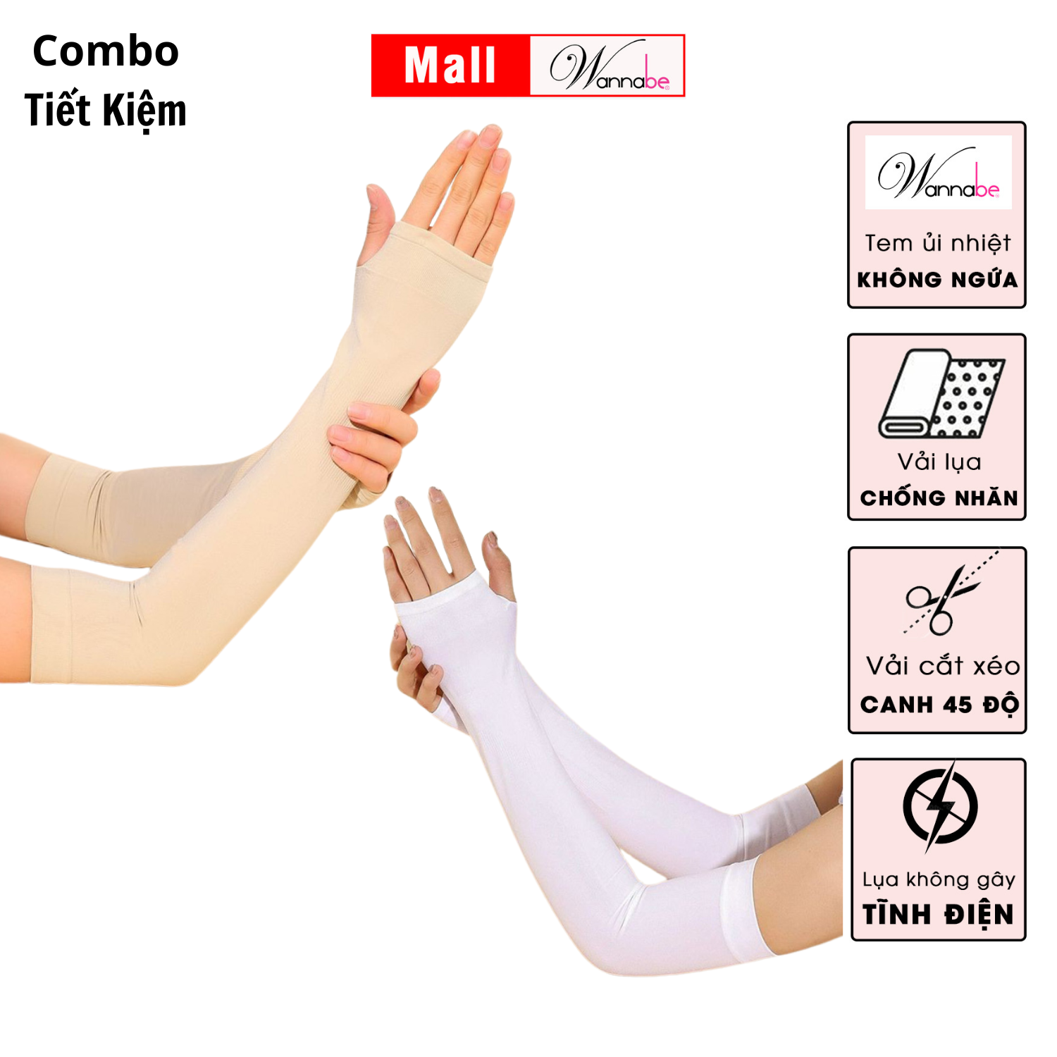 Mô tả Combo găng tay chống nắng nam nữ WANNABE bao tay chống tia UV bảo vệ chuyên sâu toàn cánh tay VD010 - 5