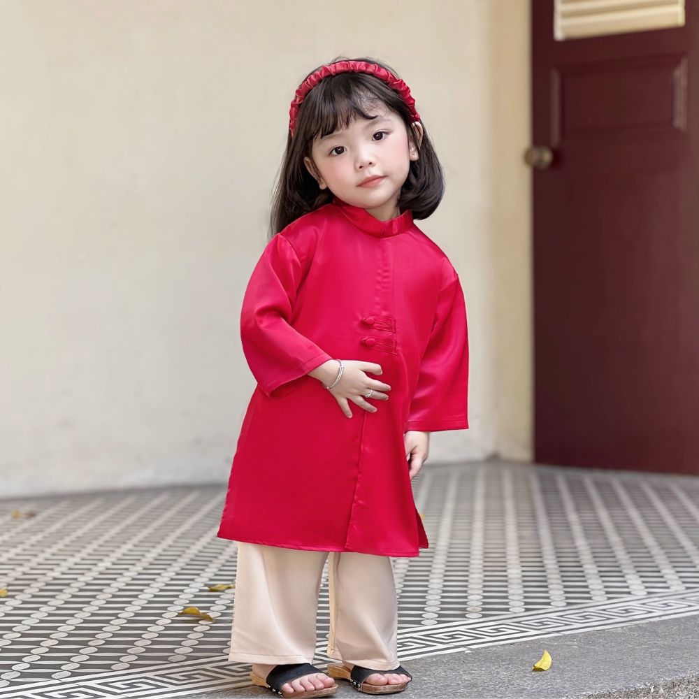 Mô tả Áo Dài Bé Trai Bé Gái Xẻ Tà 2 Khuy Fbaby Mặc Lễ Tết, Đi Chơi Thiết Kế Mềm Mại Cao Cấp An Toàn Cho Bé Small Gift Big Love - 7