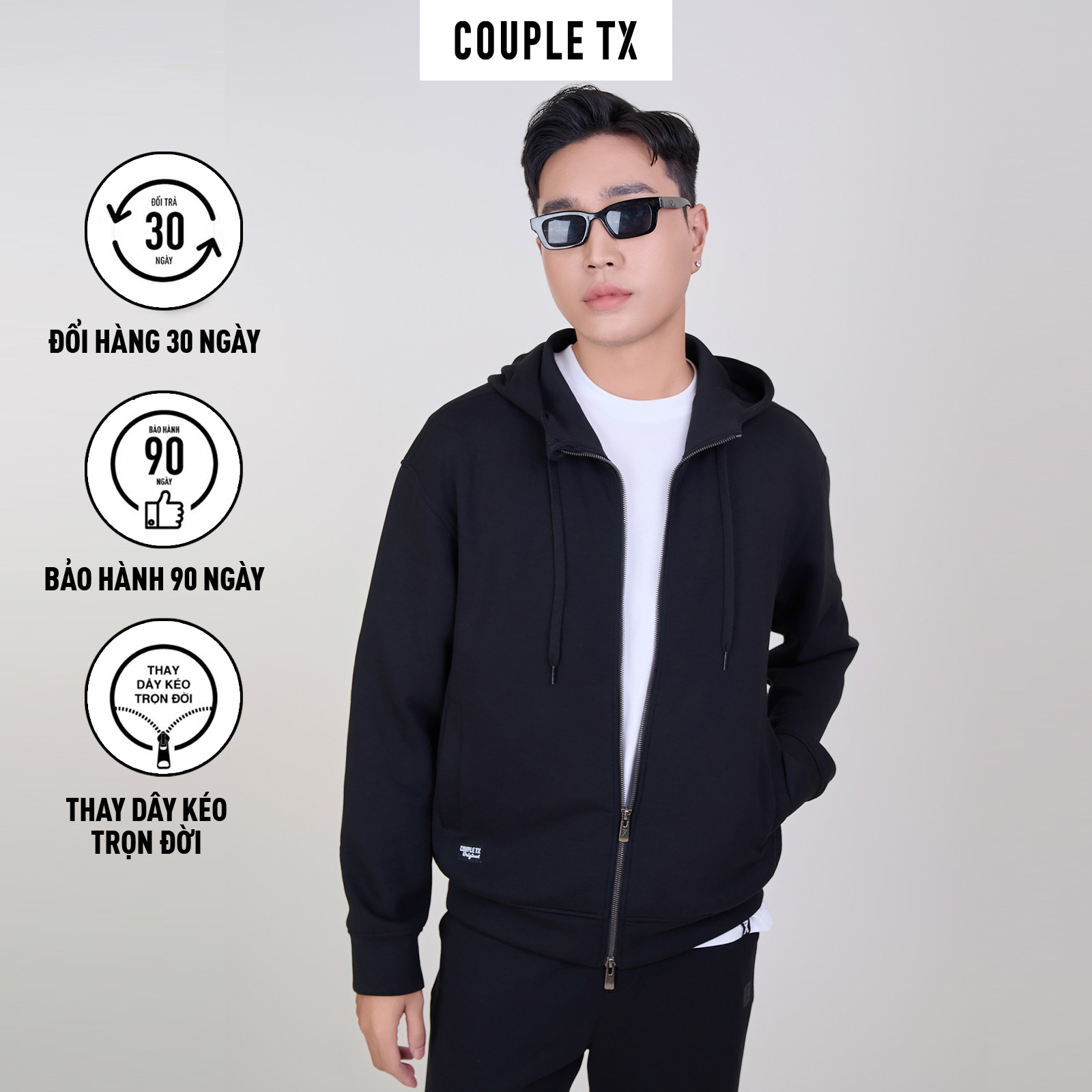 Mô tả Áo Khoác Chống Nắng Nam Couple TX Thun 2 Da Dây Kéo 2 Đầu MOK 1059 - 2