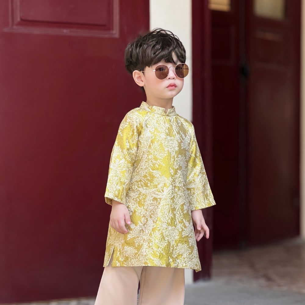 Mô tả Áo Dài Bé Trai Bé Gái Fbaby Thiết Kế Gấm Họa Tiết Cao Cấp Cho Bé Đi Chơi, Lễ Tết Chất Liệu An Toàn Cho Bé - 3