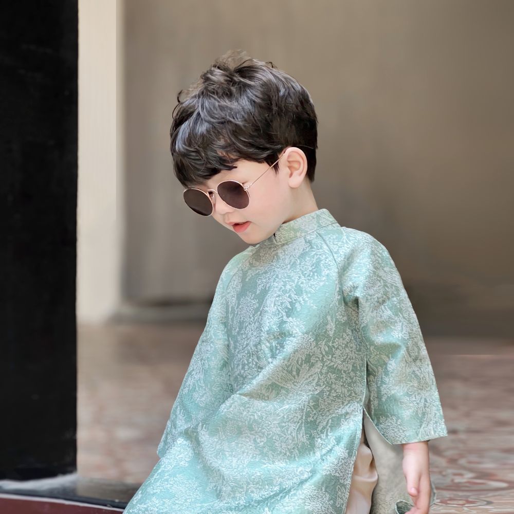 Mô tả Áo Dài Bé Trai Bé Gái Fbaby Thiết Kế Gấm Họa Tiết Cao Cấp Cho Bé Đi Chơi, Lễ Tết Chất Liệu An Toàn Cho Bé - 5