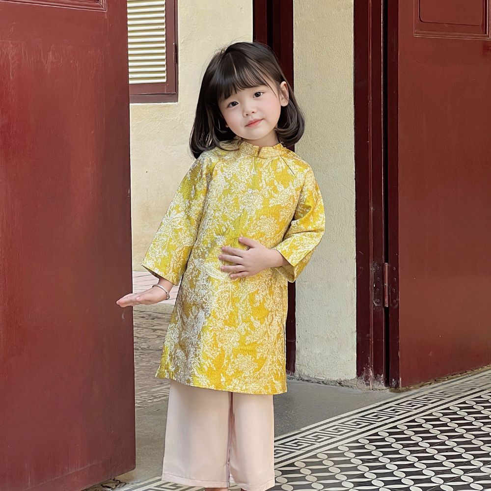 Mô tả Áo Dài Bé Trai Bé Gái Fbaby Thiết Kế Gấm Họa Tiết Cao Cấp Cho Bé Đi Chơi, Lễ Tết Chất Liệu An Toàn Cho Bé - 8