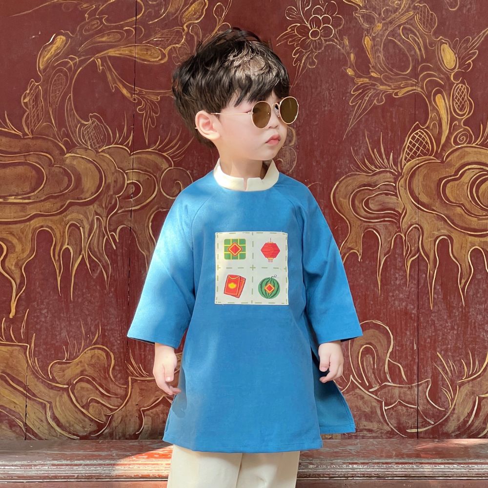 Mô tả Bộ áo dài bé trai in họa tiết truyền thống fbaby - FB0013 - 2