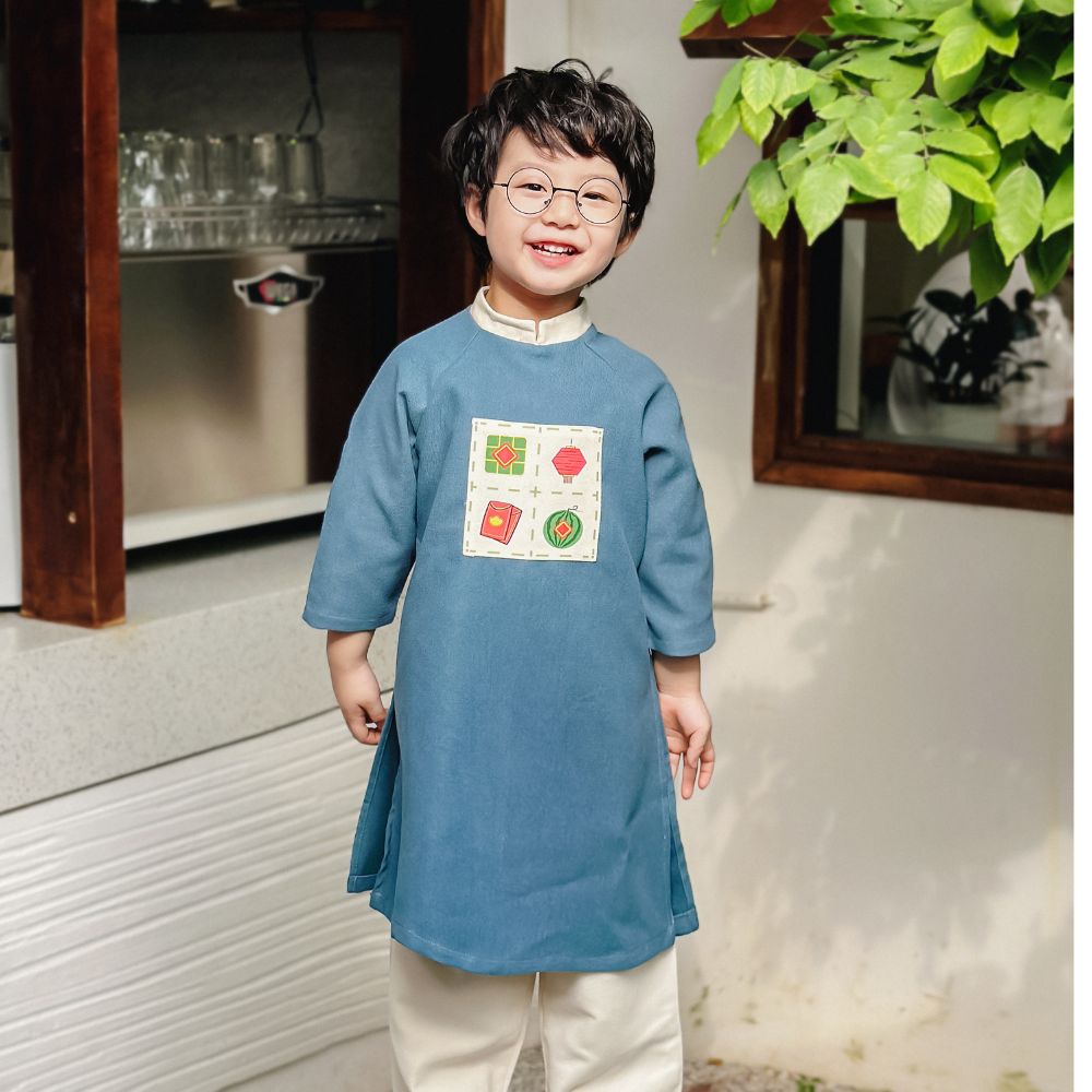 Mô tả Bộ áo dài bé trai in họa tiết truyền thống fbaby - FB0013 - 4