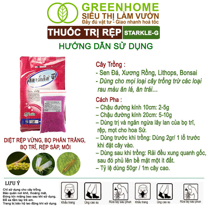 Mô tả Thuốc Tím Trị Rệp Greenhome, Starkle-G, Bao 50gr, Lưu Dẫn, An Toàn, Hiệu Quả, Dùng Cho Sen Đá - 3