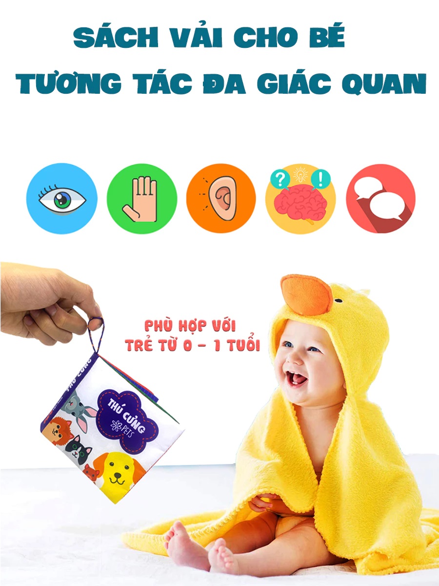 Mô tả Sách Vải Song Ngữ Việt Anh Phát Triển Tư Duy và Đa Giác Quan Cho Bé Sơ Sinh Size Nhỏ 12x12cm - PiPo Vietnam - 3