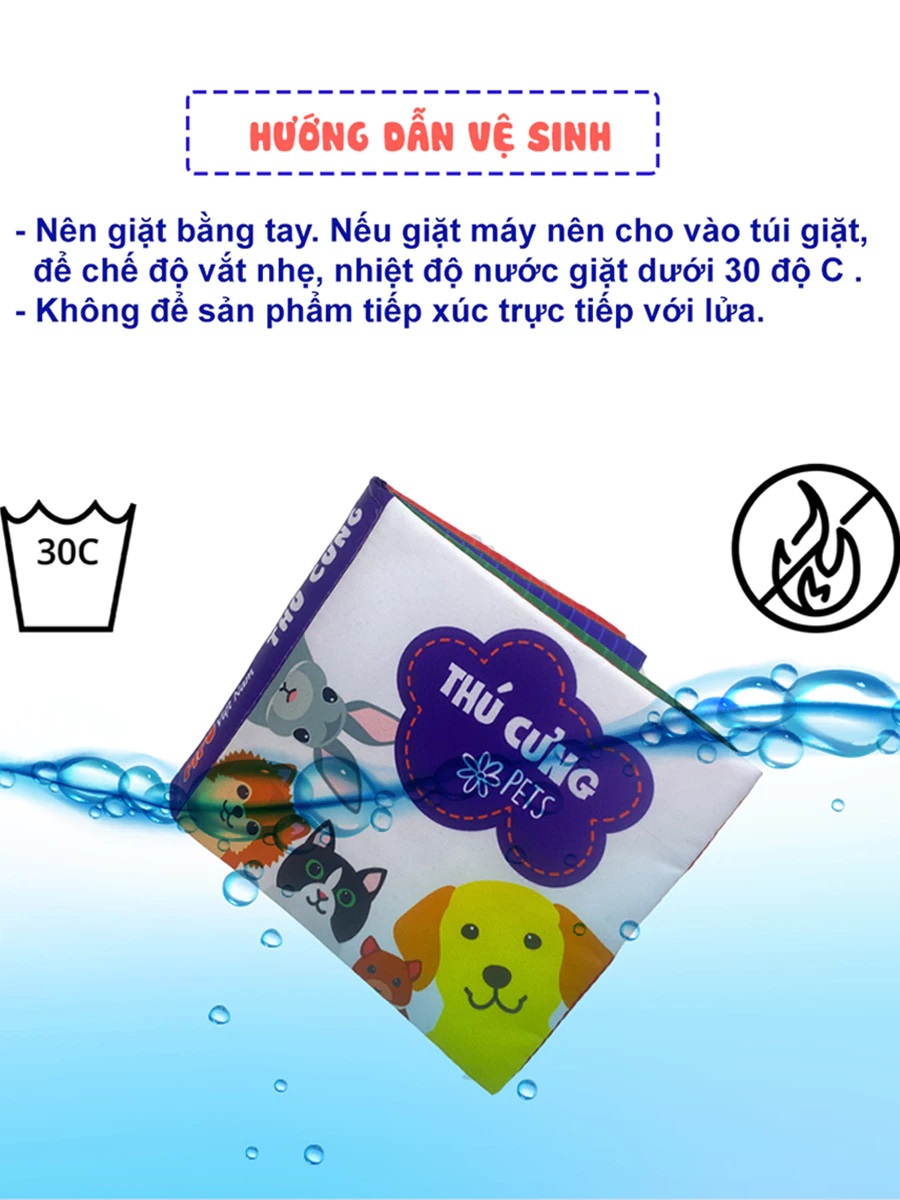 Mô tả Sách Vải Song Ngữ Việt Anh Phát Triển Tư Duy và Đa Giác Quan Cho Bé Sơ Sinh Size Nhỏ 12x12cm - PiPo Vietnam - 7