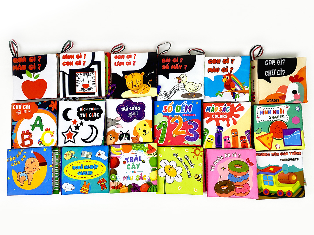 Mô tả Sách Vải Song Ngữ Việt Anh Phát Triển Tư Duy và Đa Giác Quan Cho Bé Sơ Sinh Size Nhỏ 12x12cm - PiPo Vietnam - 2