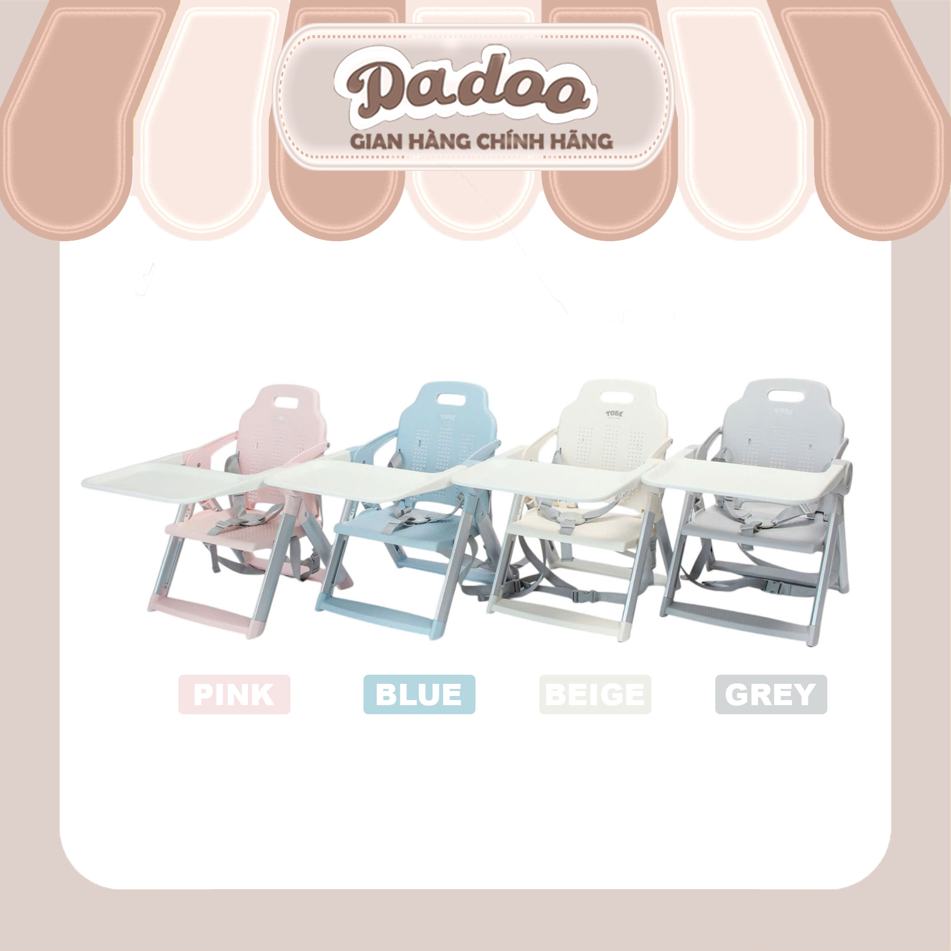 [Dadoo X Tobe] Ghế Ăn Dặm Đa Năng Tobé Molly Gấp Gọn Có Khay Ăn Tháo ...