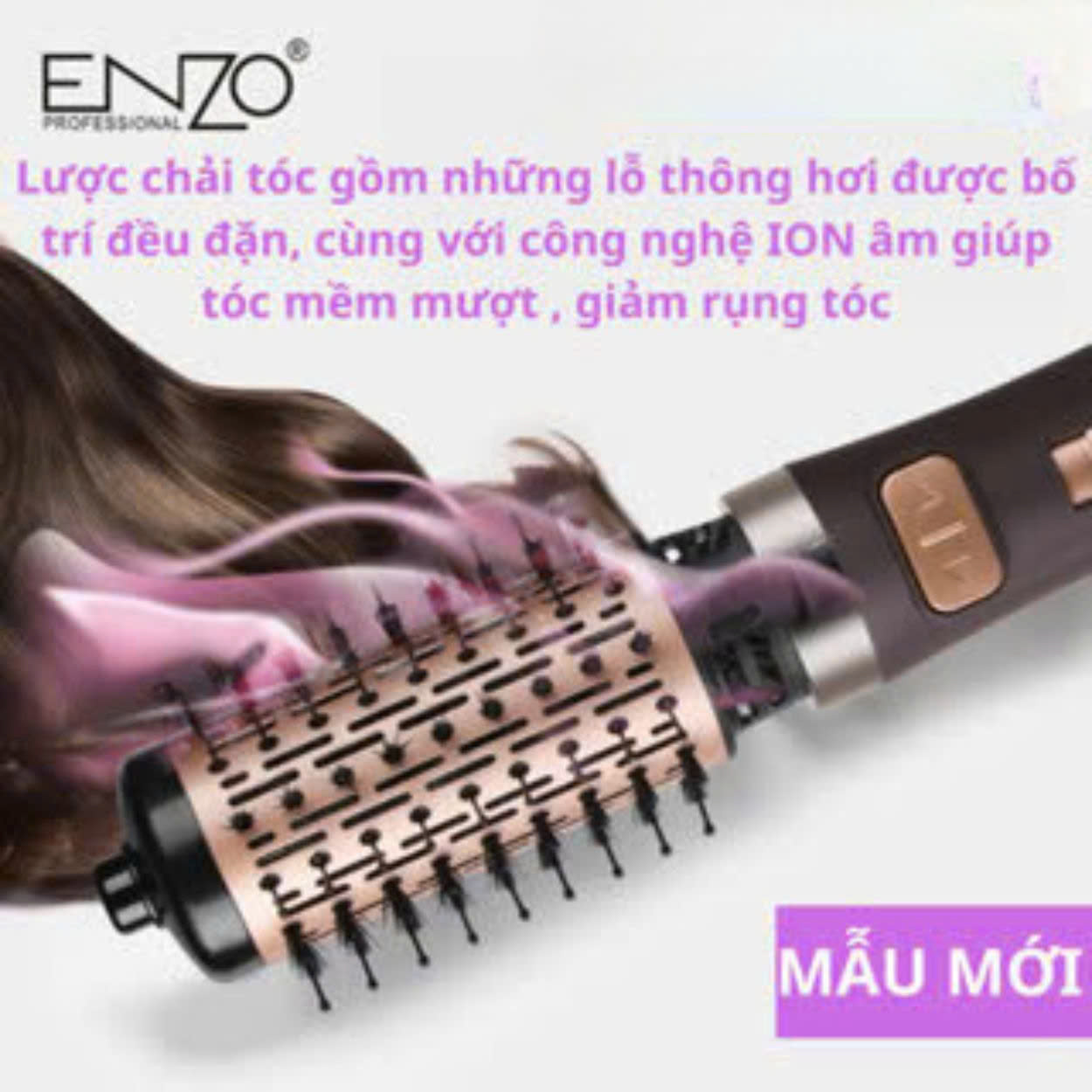 Mô tả Lược điện ENZO 743 thương hiệu ITALIA xoay 360 độ tự động đảo 2 chiều, 4in1 bh 5 năm - 1